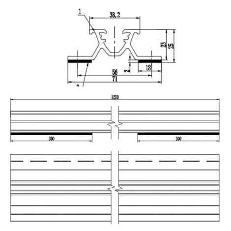 Sina trapezoidala din aluminiu Zonetec ZS-14-1250, 1250 mm, garnitura EPDM, suruburi autoforante pentru tabla, saiba etansare, traversare luminatoare - imagine 2
