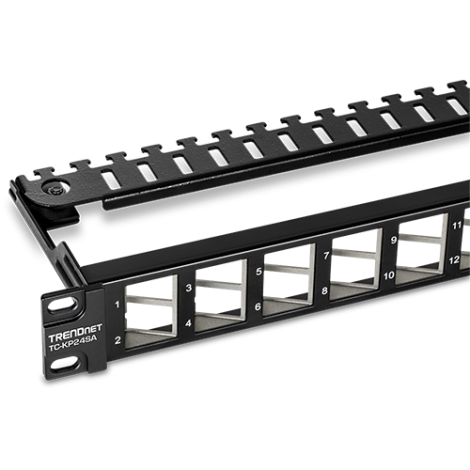 Patch Panel ecranat 24 porturi blank keystone inclinate 1U - TRENDnet TC-KP24SA - imagine 4