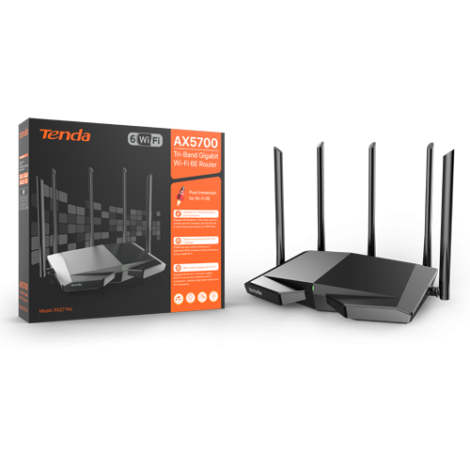 Router Wi-Fi 6e, AX5700 TriBand 2.4/5GHz/6GHz, 861+2402+2402 Mbps, 5x6dBi, 4 x Gigabit - TENDA TND-RX27-PRO - imagine 4