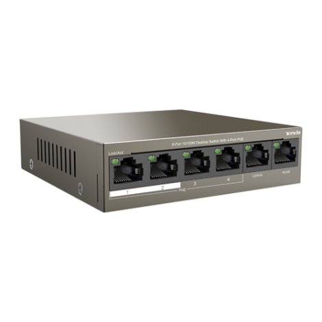 Switch 4 porturi PoE, 2 porturi uplink RJ45 10/100Mbps - TENDA TND-TEF1106P-4-63W - imagine 2
