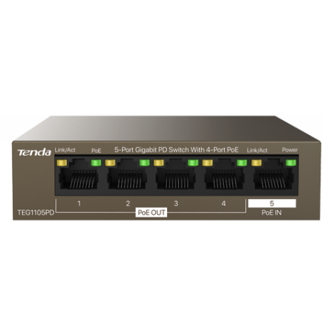 Switch 4 porturi PoE OUT, 1 port PoE IN, Gigabit - TENDA TND-TEG1105PD - imagine 2