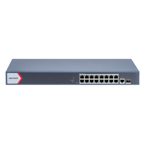 Switch 16 porturi PoE Gigabit, 1 porturi RJ45 Gigabit, 1 port SFP Gigabit, Smart Management - HIKVISION DS-3E1518P-EI-M