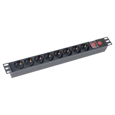 PDU 8 prize Shuko, 19'', 1U, aluminiu cu protectie - ASYTECH Networking ASY-PDU-8 - imagine 2