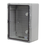 Cutie distributie IP65 din ABS gri, usa transparenta, placa metalica, 300x400x170 mm PP3014