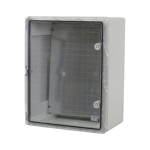 Cutie distributie IP65 din ABS gri, usa transparenta, placa metalica, 400x500x240 mm PP3017
