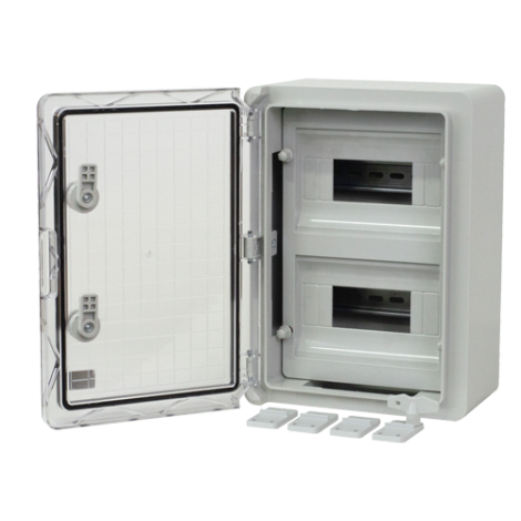 Cutie modulara IP65 din ABS gri, usa transparenta, 2 x 9 module, 250x350x150 mm PP3112 - imagine 2