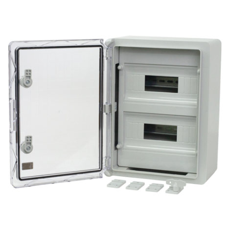 Cutie modulara IP65 din ABS gri, usa transparenta, 2 x 12 module, 300x400x170 mm PP3114 - imagine 2