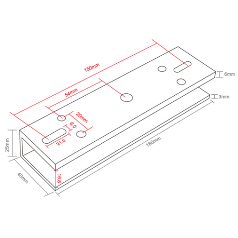 Suport U pt. montaj electromagnet CSE-280P-S pe usi din sticla CSE-280P-U - imagine 4