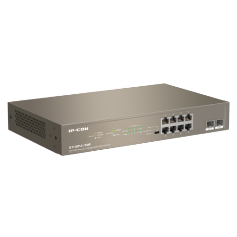 Switch 8 porturi PoE+ Gigabit, 2 porturi SFP Gigabit, 130W, 1U - IP-COM G1110P-8-150W - imagine 3