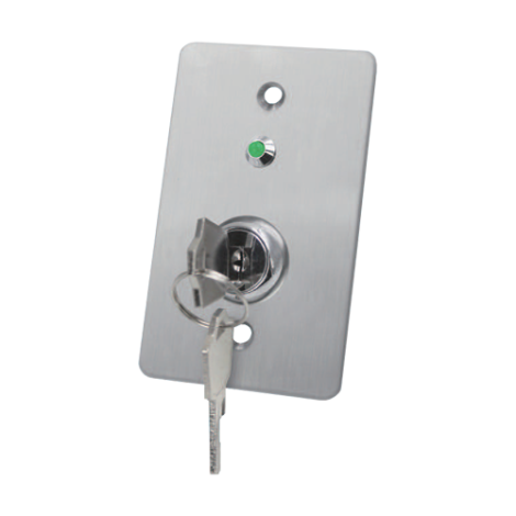 Buton de iesire cu cheie, montaj ingropat, inox, LED, NO-NC-COM, 86 x 50 mm CSK-508SLED