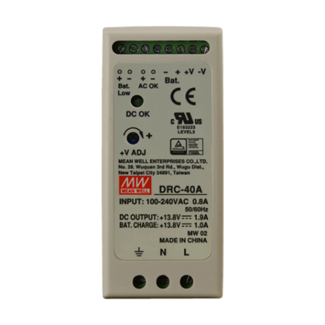 Sursa in comutatie cu back-up, 13.8V / 1.9A, monitorizare, sina DIN - MEAN WELL DRC-40A - imagine 2