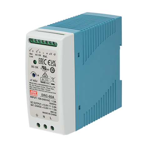 Sursa in comutatie cu back-up, 13.8V / 2.8A, monitorizare, sina DIN - MEAN WELL DRC-60A