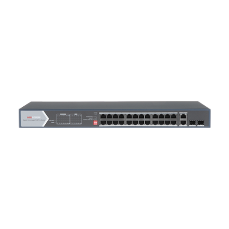 Switch 24 porturi PoE, 370W, uplink 2x SFP + 2x RJ-45 Gigabit - HIKVISION DS-3E0528HP-E