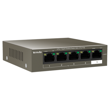Switch 4 porturi Gigabit PoE, 1 port Uplink Gigabit - Tenda TND-TEG1105P-4-63W - imagine 2