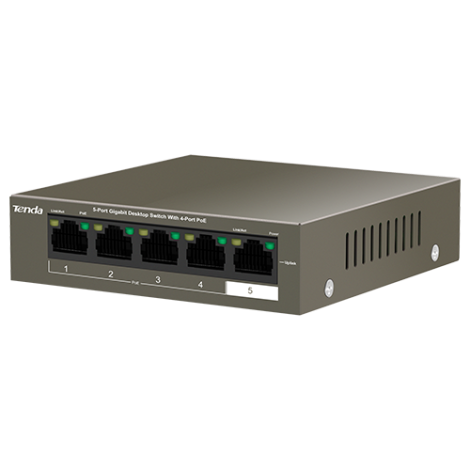 Switch 4 porturi Gigabit PoE, 1 port Uplink Gigabit - Tenda TND-TEG1105P-4-63W - imagine 3