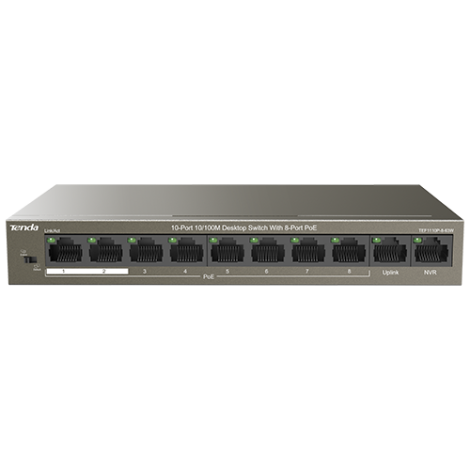 Switch 8 porturi 10/100Mbps PoE, 2 porturi Uplink 10/100Mbps - Tenda TND-TEF1110P-8-63W