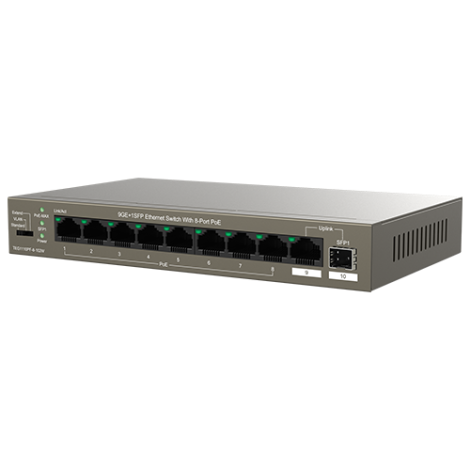 Switch 8 porturi Gigabit PoE, 1 port Uplink Gigabit, 1 port SFP Uplink Gigabit - Tenda TND-TEG1110PF-8-102W - imagine 3