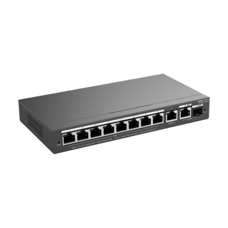 Switch 8 porturi PoE, 1 port RJ45, 1 port SFP, Gigabit, Cloud Management - Ruijie RG-ES210GS-P - imagine 2