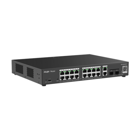 Switch 16 porturi PoE, 2 porturi GE, 2 porturi SFP, Gigabit, Cloud Management - Ruijie RG-ES220GS-P - imagine 2