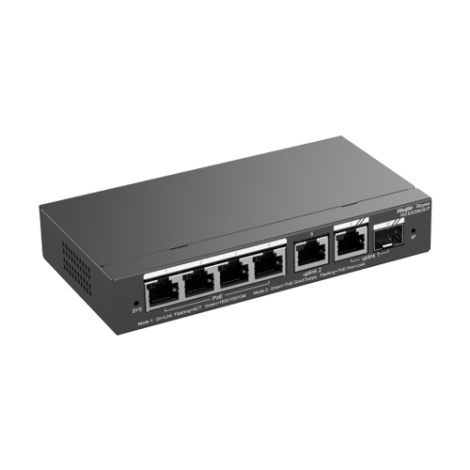 Switch 4 porturi PoE Gigabit 54W, uplink 2 x RJ45 + 1 x SFP, Cloud Management - Ruijie RG-ES206GS-P - imagine 3