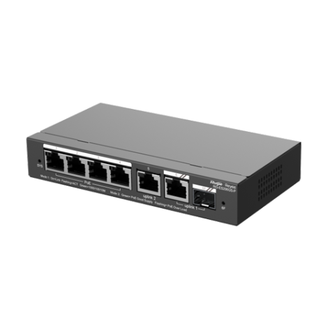 Switch 4 porturi PoE Gigabit 54W, uplink 2 x RJ45 + 1 x SFP, Cloud Management - Ruijie RG-ES206GS-P - imagine 4