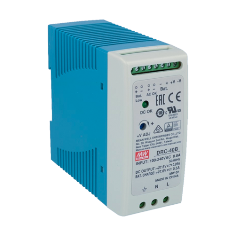 Sursa de alimentare in comutatie, 27.6V / 0.95A + 0.5A, sina DIN, backup - MEAN WELL DRC-40B