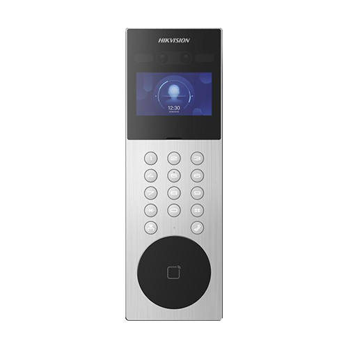 Videointerfon TCP/IP pentru blocuri si spatii birouri, 4.3' touch screen, 2x 2MP, Recunoastere faciala, Card, Alarma - HIKVISION DS-KD9203-ME6