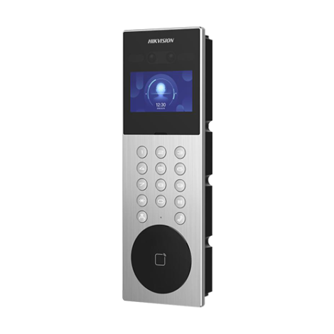 Videointerfon TCP/IP pentru blocuri si spatii birouri, 4.3' touch screen, 2x 2MP, Recunoastere faciala, Card, Alarma - HIKVISION DS-KD9203-ME6 - imagine 2