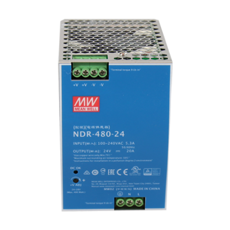 Sursa de alimentare in comutatie, 24V / 20A, sina DIN - MEAN WELL NDR-480-24 - imagine 3