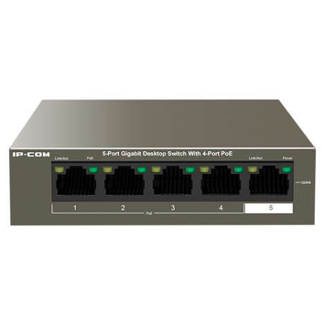 Switch 4 porturi Gigabit PoE, 1 port RJ45 Gigabit - IP-COM G1105P-4-63W