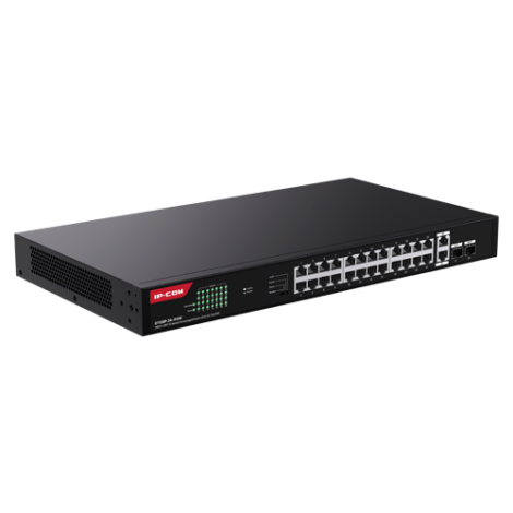 Switch 24 porturi Gigabit PoE, 2 x RJ45 Uplink Gigabit, 2 x SFP Gigabit, 1U - IP-COM G1128P-24-410W - imagine 3
