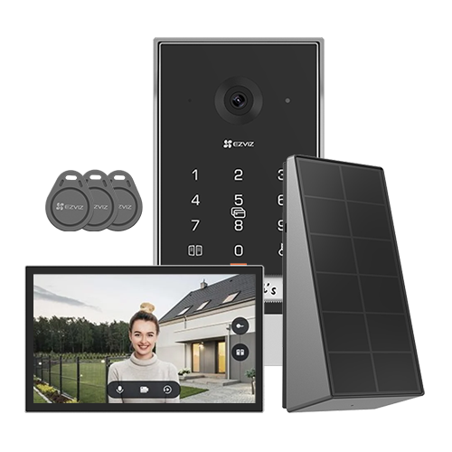 Kit video-interfon, Monitor tactil 7 inch, camera 2K, IR 5m, SDcard, Wi-Fi5, Panou Solar - EZVIZ CS-EP7-3MP-SP