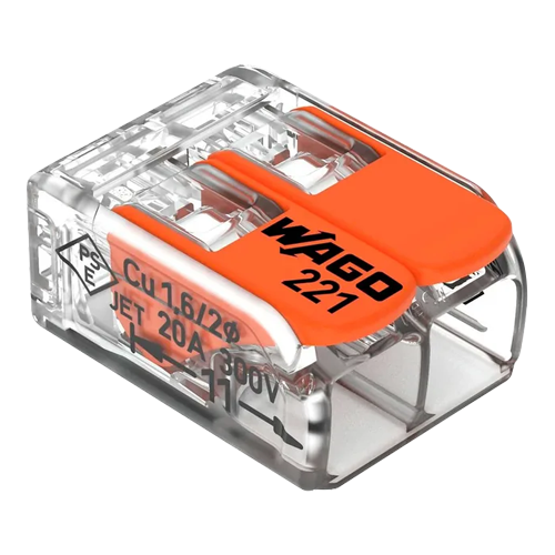 Conector derivatie 2 fire, max. 4 mmÂ² (100 buc.) - WAGO 221-412