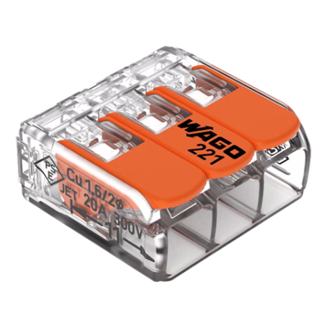Conector derivatie 3 fire, max. 4 mmÂ² (50 buc.) - WAGO 221-413