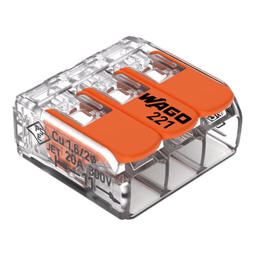 Conector derivatie 3 fire, max. 4 mmÂ² (50 buc.) - WAGO 221-413