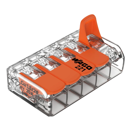 Conector derivatie 5 fire, max. 4 mmÂ² (25 buc.) - WAGO 221-415