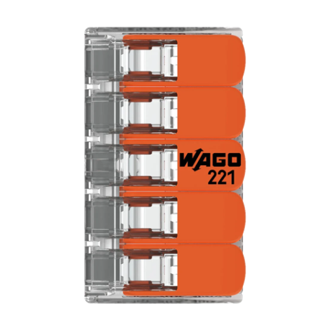 Conector derivatie 5 fire, max. 4 mmÂ² (25 buc.) - WAGO 221-415 - imagine 2