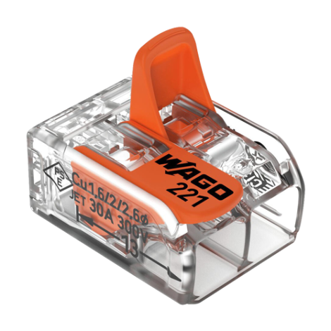 Conector derivatie 2 fire, max. 6 mmÂ² (50 buc.) - WAGO 221-612