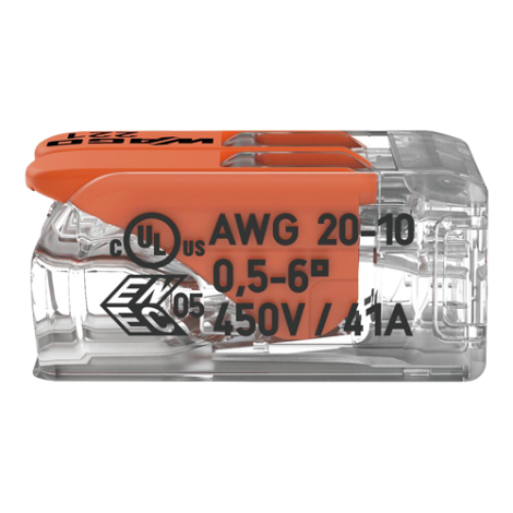 Conector derivatie 2 fire, max. 6 mmÂ² (50 buc.) - WAGO 221-612 - imagine 4
