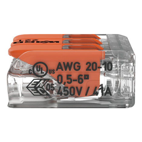 Conector derivatie 3 fire, max. 6 mmÂ² (30 buc.) - WAGO 221-613 - imagine 4