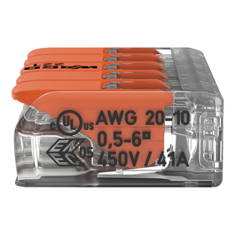Conector derivatie 5 fire, max. 6 mmÂ² (15 buc.) - WAGO 221-615 - imagine 4