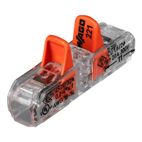 Conector derivatie in linie, 2 fire, max. 4 mmÂ² (60 buc.) - WAGO 221-2411 - imagine 2
