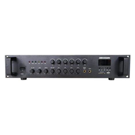 Amplificator Analog, 120W, 6 zone, 2xAUX, EMC IN, 2xMic, Bluetooth, USB, SD Card, MP3 - HIKVISION DS-QAE0A120G1-VB6