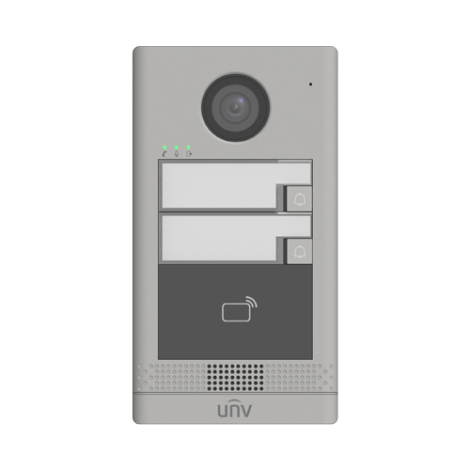 Post exterior videointerfon TCP/IP pentru 2 familii, IR, IK08 - UNV OEU-202S-HMK2