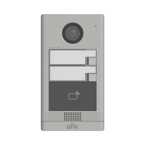 Post exterior videointerfon TCP/IP pentru 2 familii, IR, IK08 - UNV OEU-202S-HMK2