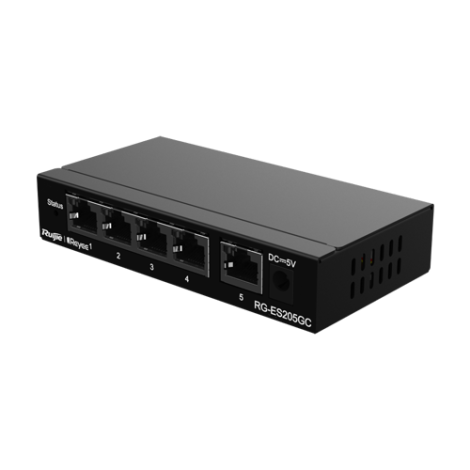 Switch 5 porturi RJ45 Gigabit, L2 Cloud Management - Ruijie RG-ES205GC - imagine 3