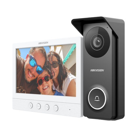 Kit videointerfon analogic, ecran 7', conectare 4 fire pentru 1 familie, IR, IK08 - HIKVISION DS-KIS213 - imagine 3