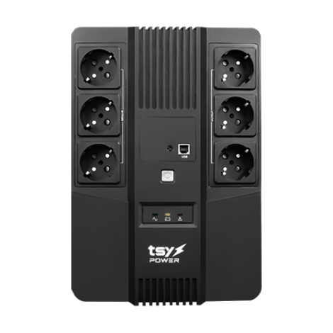 UPS TSY Power, 600VA/360W, LED, AVR-repornire automata, Management, 6 x Schuko, 2 x RJ45, 1 X USB type B TSY-D-0K6-LED