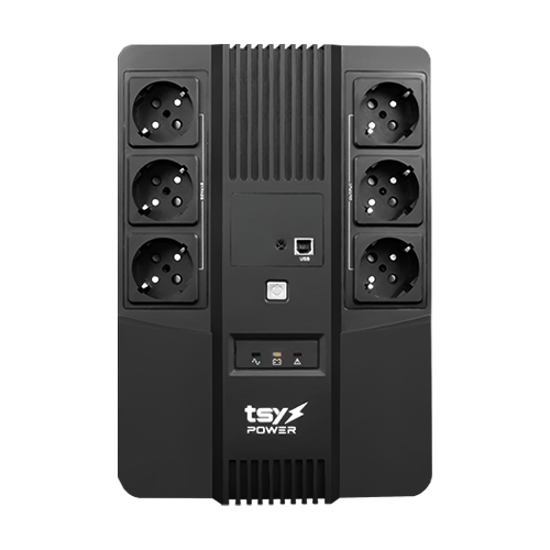 UPS TSY Power, 600VA/360W, LED, AVR-repornire automata, Management, 6 x Schuko, 2 x RJ45, 1 X USB type B TSY-D-0K6-LED