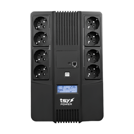 UPS TSY Power, 1000VA/600W, LCD, AVR-repornire automata, Management, 8 x Schuko, 2 x RJ45, 1 X USB type B TSY-D-1K0-LCD